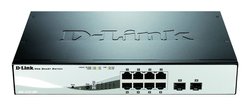 D-Link DGS-1210-08P/E Smart zarządzalny gigabitowy switch PoE (8 portów 10/100/1000 Mbit/s BASE-T PoE, 2 x slot SFP, moc 65W PoE, metalowa obudowa) Switch D-Link DGS-1210-08P/E, 8+2 Porty, 20 GBit/s, funkcja PoE