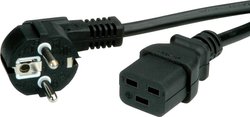 Przewód sieciowy VALUE z zestykiem ochronnym - IEC320-C19 16A, czarny, 2 m Kabel Value 19.99.1552, 2.00 m, czarny