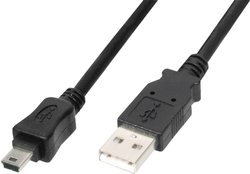 Kabel USB 2.0 Digitus AK-300108-018-S AK-300108-018-S, [1x złącze męskie USB-A 2.0 - 1x złącze męskie Mini-B USB 2.0], 1.80 m, czarny