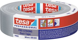 tesa Duct Tape PRO STRONG - taśma naprawcza - długotrwała siła klejenia do użytku wewnątrz i na zewnątrz - samoprzylepna - 50m x 38mm, szara Taśma naprawcza tesa  74662-00004-00 Duct Tape PRO-STRONG (D x S) 50 m x 38 mm 50 m 1 szt.