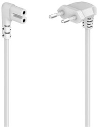 Kabel zasilający obustronnie kątowy, wtyczka Euro, podwójny rowek/C7, 5 m, kolor biały kabel sieciowy zasilający Hama 00221102 biały 5 m