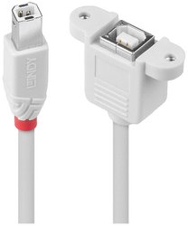 Kabel USB LINDY, USB 2.0, Złącze męskie USB-B, Złącze żeńskie USB-B, 0.50 m