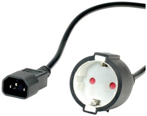 Kabel zasilający VALUE, wtyk C14 do gniazda ze stykiem ochronnym, czarny, 0,3 m Przejściówka zasilający Value 19.99.1117  czarny 0.30 m