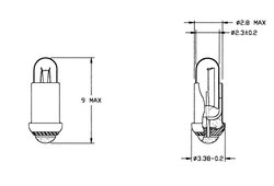 Lampa mosiężna MS2.8 14V/50mA, zestaw 5 szt.