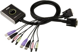 Switch KVM Aten 2 porty do urządzeń wejściowych USB i grafiki DVI z przenoszeniem dźwięku Przełącznik KVM, DVI ATEN CS682-AT, USB, 1920 x 1200 Pixel, Ilość przełączalnych PC: 2