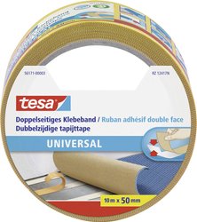 tesa® dwustronna uniwersalna taśma klejąca - idealna do układania dywanów oraz do prac rękodzielniczych i dekoracyjnych Taśma dwustronna tesa 56171-00003-11 UNIVERSAL (D x S) 10 m x 50 mm 10 m 1 szt.