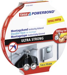 tesa Powerbond® Ultra Strong - dwustronna taśma klejąca / taśma montażowa, bardzo mocna przyczepność (do 10 kg na 10 cm taśmy klejącej) Taśma montażowa tesa tesa® Powerbond 55792-00001-02 ULTRA STRONG (D x S) 5 m x 19 mm 5 m 1 szt.