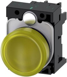 Lampka kontrolna, 22mm, okrągła, plastikowa, żółta, soczewkowa, gładka, AC/DC 24V Kontrolka Siemens 3SU1102-6AA30-1AA0 24 V/AC, 24 V/DC żółty 1 szt.