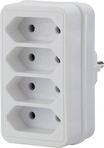 4-krotny rozdzielacz gniazdka elektrycznego, gniazda euro  Rozdzielacz gniazdek Sygonix  SY-4673748  biały