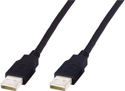 Kabel połączeniowy USB 2.0 Digitus 10080004, [1x złącze męskie USB-A 2.0 - 1x złącze męskie USB-A 2.0], 1.00 m, czarny