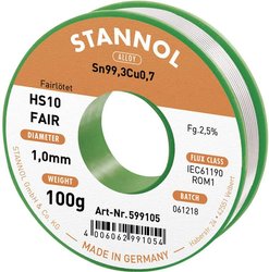 Cyna lutownicza Stannol HS10-Fair szpula Sn99,3Cu0,7 ROM1 100 g 1 mm