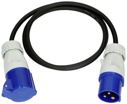 maxCamp 163894 zasilanie przedłużacz niebieski, czarny 1.5 m H07RN-F 3G 1,5 mm² odporność na oleje, odporność na promieniowanie UV, odporność na kwas
