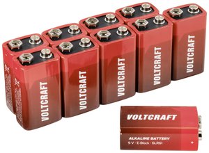 Bateria 9 V VOLTCRAFT 6LR61, alkaliczno-manganowe, 10 szt.