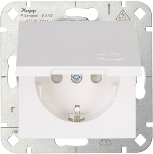 Gniazdo sieciowe z klapką Płytka przycisku Kopp HK 07 940129002, czysty biały