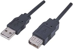 Kabel USB Manhattan, USB 2.0, Złącze męskie USB-A, Złącze żeńskie USB-A, 1.80 m