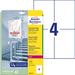 Avery-Zweckform L8003-10 Etykiety antybakteryjne 105 x 148 mm Folia poliestrowa biały 40 szt. Trwały  10 arkusz