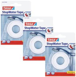 tesa Stop Water Tape, zestaw 3 sztuk — taśma naprawcza do wodoodpornego uszczelniania — 12 m x 12 mm — biała Taśma naprawcza tesa  56220-00500-02 STOP WATER (D x S) 12 m x 12 mm 12 m 3 szt.