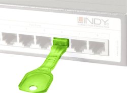 Blokada portu Lindy RJ45 (10 sztuk) z kluczem: kod ZIELONY LINDY 40472