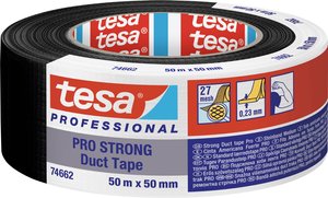 tesa Duct Tape PRO STRONG - taśma naprawcza - długotrwała siła klejenia do użytku wewnątrz i na zewnątrz - samoprzylepna - 50m x 50mm, szara Taśma naprawcza tesa  74662-00002-00 Duct Tape PRO-STRONG (D x S) 50 m x 50 mm 50 m 1 szt.