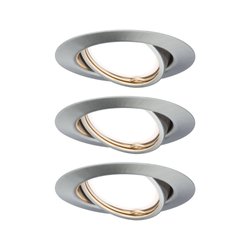 Oprawa wpuszczana LED Podstawa zestaw podstawowy obrotowa okrągła 90mm 20° GU10 3x4,5W 3x350lm 230V 3000K szczotkowane żelazko Lampa do zabudowy Paulmann Base 93420 Zestaw 3-elementowy 15 W 350 lm