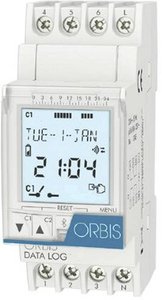 Przekaźnik czasowy na szynę DIN ORBIS Zeitschalttechnik DATA LOG 230 V OB174012, cyfrowy, 1 x WŁ/WYŁ