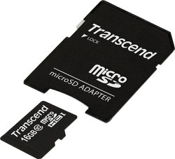 Karta pamięci microSDHC Transcend, 16 GB, class 10, 30 MB/s / 12 MB/s, adapter SD