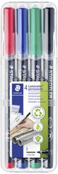 Staedtler pisak uniwersalny Lumocolor permanent, F 318 WP4, zestaw 4 szt Marker permanentny Staedtler Lumocolor permanent F DRY SAFE