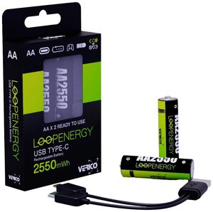 Akumulator AA/R06 Verico LoopEnergy AA ładowanie po przez USB-C, Li-Ion, 1700 mAh, 1.5 V, 2 szt.