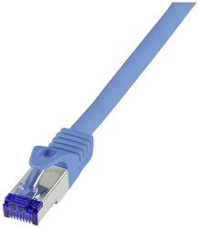 Kabel LAN LogiLink C6A026S, 1 szt., RJ45, CAT 6a, S/FTP, 0.50 m, niebieski