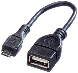 Kabel USB Value 11.99.8311, USB 2.0, Złącze męskie USB Micro-B, Złącze żeńskie USB-A, 0.15 m