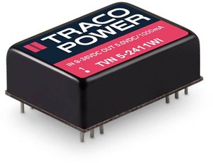 Przetwornica DC/DC, do PCB TracoPower TVN 5-2411WI TVN 5-2411WI, DIL-24, 5 W, 5 V/DC, 1 A, 10 szt.