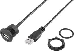 Gniazdo do zabudowy USB A 2.0 TRU COMPONENTS USB-19-BK, 0.60 m, 1 szt.