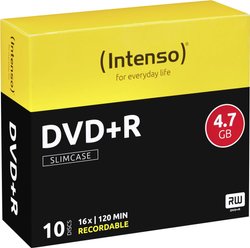 Płaska obudowa Intenso DVD + R 4,7 GB 16x10 DVD+R Intenso 4111652 10 szt.