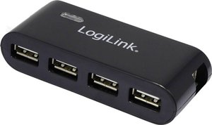 Hub LOGILINK z 4 portami USB 2.0, z zasilaczem, czarny Hub USB 2.0 LogiLink UA0085 4 Porty  czarny