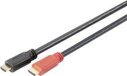 Kabel przyłączeniowy HDMI Digitus ze złączem męskim HDMI na złącze męskie HDMI, ze wzmacniaczem, 10 m, czarny Kabel HDMI Digitus AK-330118-100-S AK-330118-100-S, kanał powrotny audio, pozłacane styki, HDMI 4K, 10.00 m