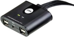 Przełącznik urządzeń peryferyjnych ATEN USB 2.0 Switch z 4 portami USB dla 4 komputerów Przełącznik USB 2.0 ATEN US424-AT 4 Porty czarny