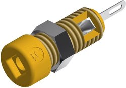 Gniazdo bananowe miniaturowe SKS Hirschmann CO MBI 1, izolwane, O 2 mm, 6 A, żółte