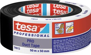 tesa Duct Tape PRO - taśma naprawcza - długotrwała siła klejenia do użytku wewnątrz i na zewnątrz - samoprzylepna - 50 m x 50 mm czarna Taśma naprawcza tesa  74613-00002-00 Duct Tape PRO (D x S) 50 m x 50 mm 50 m 1 szt.