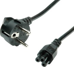 Przewód zasilający VALUE, 3-pinowy. Gniazdo do notebooka, czarne, 1,8 m Kabel połączeniowy Value 19.99.1028, 1.80 m, czarny