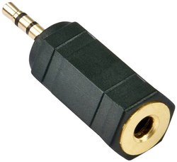 LINDY 35622  Jack Audio Przejściówka, adapter [1x złącze męskie jack 2,5 mm - 1x złącze żeńskie jack 3,5 mm] czarny