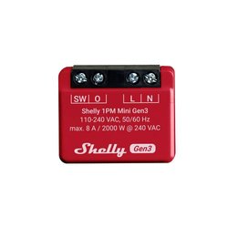 Shelly Plus 1PM Mini Gen. 3  Bezprzewodowy element przełączający  Wi-Fi, Bluetooth