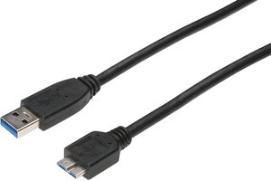 Kabel USB 3.2 Gen 1 (USB 3.0) Digitus AK-11234, [1x złącze męskie USB-A 3.2 (USB 3.0) - 1x złącze męskie Micro-B USB 3.2 (USB 3.0)], 0.25 m, czarny