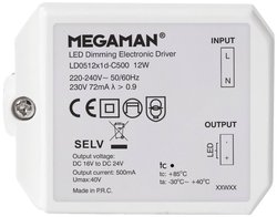 Megaman LED U przyciemniona. prowadzić. 12W-500mA dla RICO Sterownik LED Megaman MM56018 12 W 500 mA