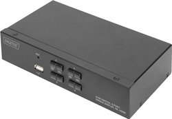 Digitus 4-portowy przełącznik KVM HDMI - pojedynczy wyświetlacz - UHD 4K - złącza USB/audio, USB 2.0, Hotkey, pilot zdalnego sterowania Przełącznik KVM, HDMI Digitus DS-12880, Pilot zdalnego sterownia, Klawiatura, 3840 x 2160 Pixel, Ilość przełączalnych P