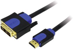 Przejściówka DVI, HDMI LogiLink CHB3110, pozłacane styki, ze złączem śrubowym, 10.00 m