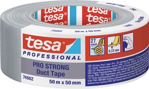 tesa Duct Tape PRO STRONG - taśma naprawcza - długotrwała siła klejenia do użytku wewnątrz i na zewnątrz - samoprzylepna - 50m x 50mm, szara Taśma naprawcza tesa  74662-00003-00 Duct Tape PRO-STRONG (D x S) 50 m x 50 mm 50 m 1 szt.