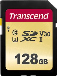 Karta pamięci SDXC Transcend TS128GSDC500S, 128 GB, Class 10, UHS-I, UHS-Class 3, v30 Video Speed Class, 95 MB/s