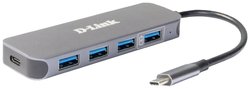 D-Link DUB-2340 Koncentrator USB-C na 4 porty USB 3.0 z funkcją Power Delivery Hub Multiport USB-C® USB 3.2 Gen 2 (USB 3.0) D-Link DUB-2340 4 Porty  szary