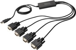 Kabel USB 1.1, szeregowy Digitus DA-70159, [1x złącze męskie USB-A 2.0 - 4x złącze męskie D-SUB 9-pin], 1.50 m, czarny