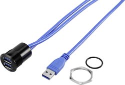 Gniazdo do zabudowy USB A 3.0 TRU COMPONENTS USB-22-BK 92007P90, 1.50 m, 1 szt.